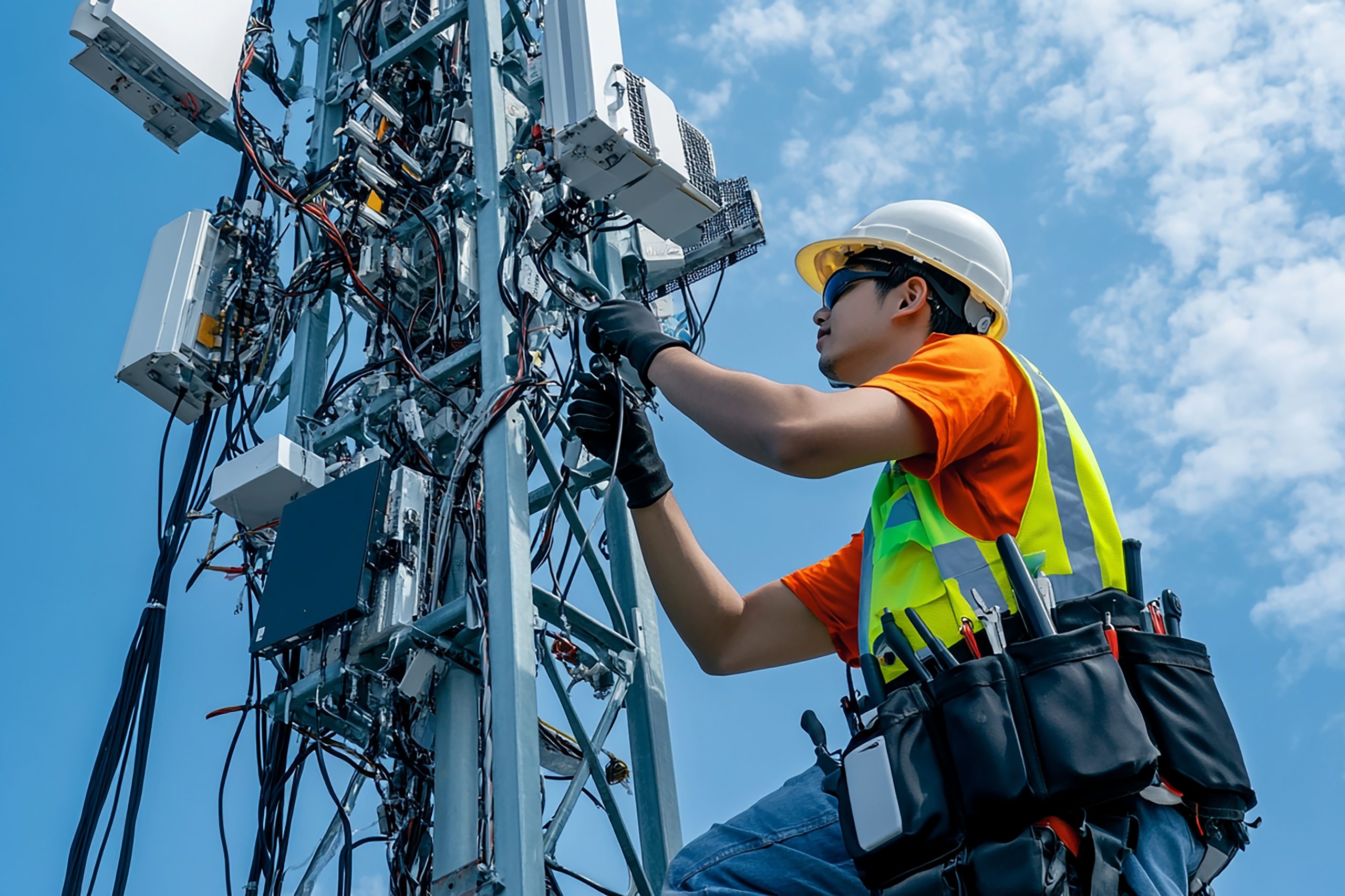 technician-perched-5g-telecommunications-tower-fixing-issue-sunrise-sunset ITPro - IT Solution Divi Child Theme Image 36